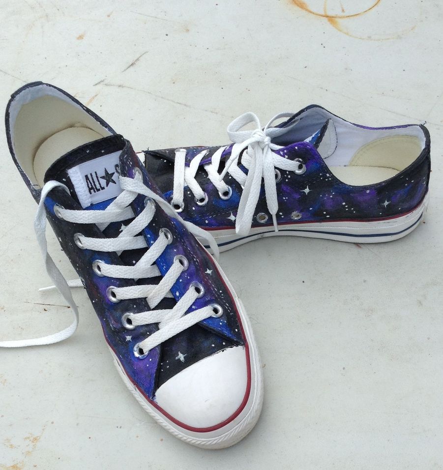 Converse shoes painted like a galaxy